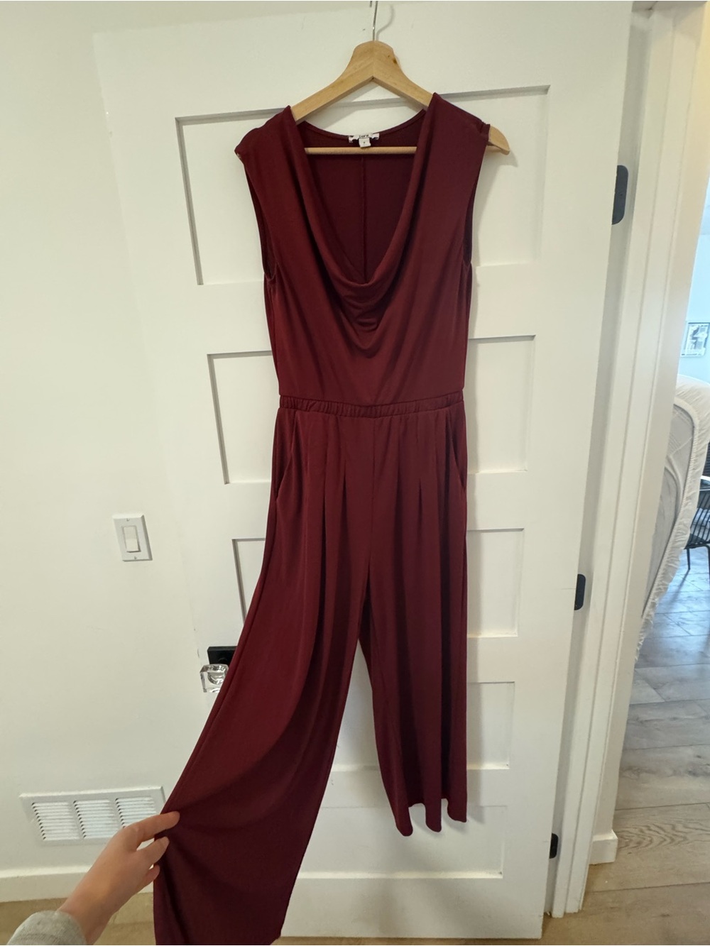 bar III Burgundy Wide-Leg Jumpsuit